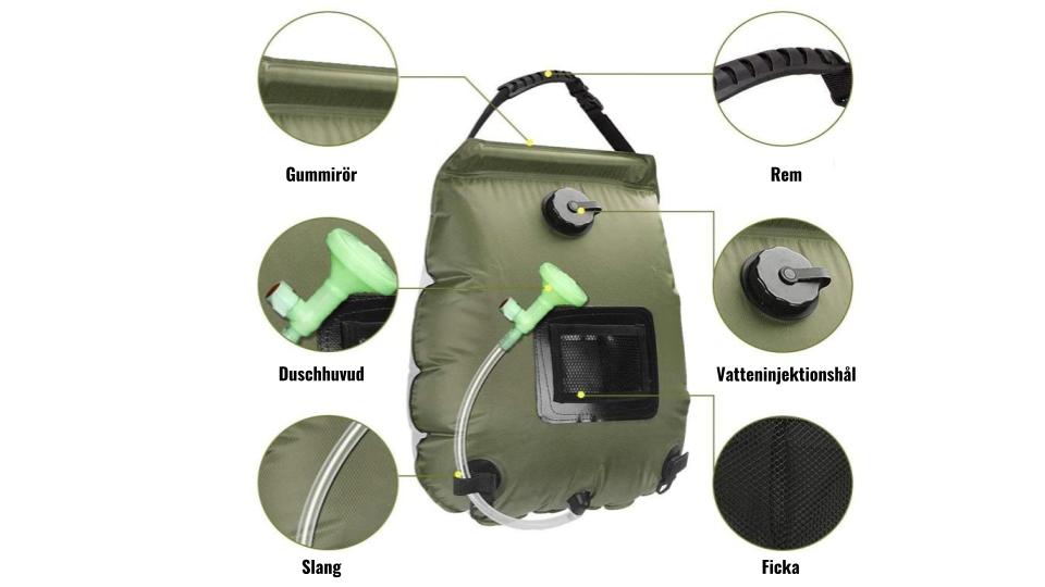 Bärbar och Hoppfällbar 20L Solduschväska